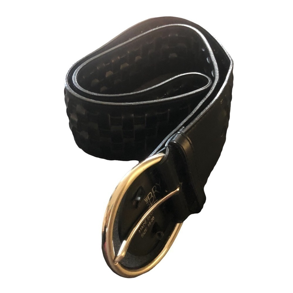 Lane Bryant Wide Weaved Veagan Leather Belt Black Size 18/20 Large Buckle